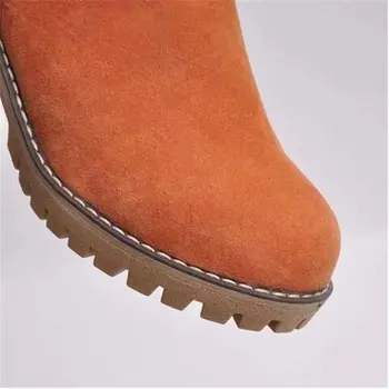 Do Inverno das mulheres de Peles Quentes, Botas de Neve de Senhoras Quentes de lã, botas Ankle Boot Sapatos Confortáveis plus size 35-43 Casual Mulheres Meados de Botas