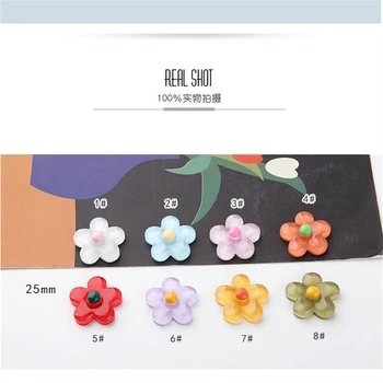 10pcs Estilo coreano Bonito da Flor Brincos Para Mulheres da Moda Feminina Jóias de Geléia de Resina Flor Patch do Cabelo de Diy Materiais Acessórios