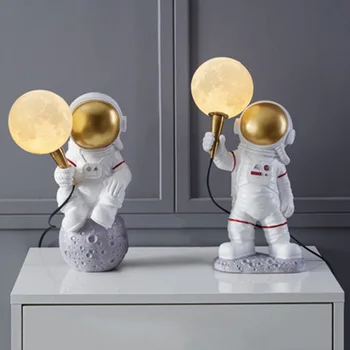 JOYLOVE Nórdicos Criativo Astronauta Ornamentos Lua Planeta Layout Quarto de desenhos animados para Crianças, Sala de Cabeceira, Candeeiro de Mesa Decoração