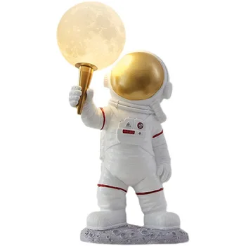 JOYLOVE Nórdicos Criativo Astronauta Ornamentos Lua Planeta Layout Quarto de desenhos animados para Crianças, Sala de Cabeceira, Candeeiro de Mesa Decoração
