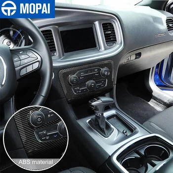 MOPAI de Fibra de Carbono da Cor do Carro de Controle Central de Ar Condicionado Ajustar o Painel de Decoração de Capa de Adesivos para Dodge Charger+
