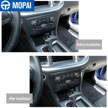 MOPAI de Fibra de Carbono da Cor do Carro de Controle Central de Ar Condicionado Ajustar o Painel de Decoração de Capa de Adesivos para Dodge Charger+