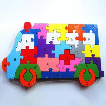 Carro quebra-cabeças para Crianças Montessori de ensino do Alfabeto cognição Jigsaw Forma da Serpente Engraçado Digitais Jogo de Quebra-cabeça de Madeira Brinquedos de caranguejo