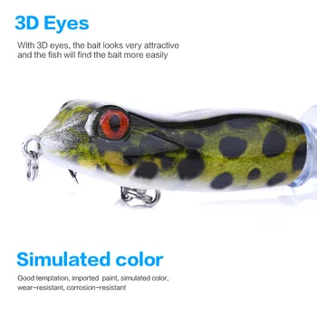 1Pcs Whopper Plopper 3D Olhos da Isca de Pesca de 9cm/11g Bagre Iscas Para Pesca de Giro Flutuante Cauda da Isca Artificial