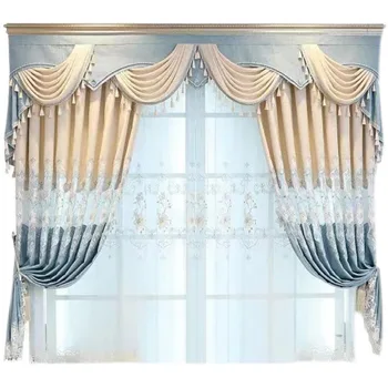 Chinês, Europeu oco solúvel em água bordado cortina para high-end villa quartos, sala cortinas de personalização