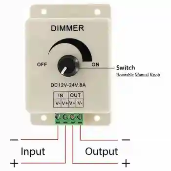 LED dimmer interruptor da C.C. 12V 24V 8A brilho ajustável driver de luz monocromático potência da lâmpada tira controlador de G3J6