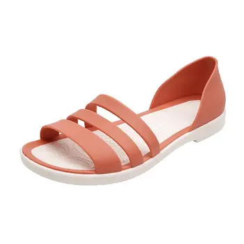 Plástico Geléia De Sapatos De Verão As Mulheres Flats Roma Sandálias 2021 Fêmea Nova De Férias Baach Sandálias Sapatos Candy Color Do Verão Sandálias