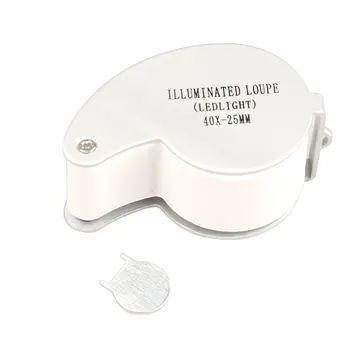 Portátil 40x 6-em forma de Lente de 25mm Impermeável Jóias Lupa Lupa Iluminada com Dois LED Para Joalheria