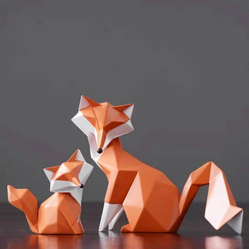 Moderno, minimalista e Geométrica Resina Fox Animal escultura artesanato Moderno, Decoração Home acessórios de presentes de Casamento