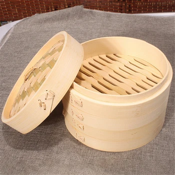 Bolinhos chineses de Bambu Navio Panela de 10/15/20 cm com Tampa Dimsum