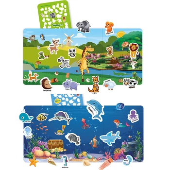 Reutilizáveis Crianças Adesivos Livros Cenas Adesivos Jogo de Quebra-cabeça DIY Cartoon Adesivos Fazer Cartões de Felicitações de Scrapbook para Crianças de Presente