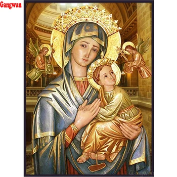 Diamante Pintura a Virgem Maria de crianças Religião Cristã, Jesus Cristo DIY Bordado de Diamante Amor Materno Infantil decoração em mosaico