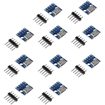 10pcs Fêmea para Micro USB para MERGULHO 5 Pinos Painel de 2,54 mm Micro USB Tipo de Interface de Alimentação placa de Adaptador 5V Breakout Módulo