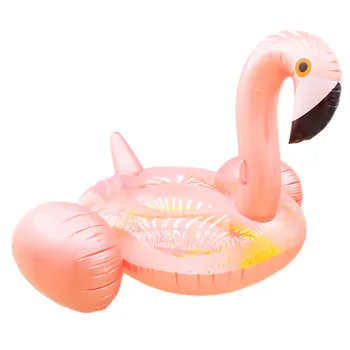 Lantejoulas De Ouro Rosa Flamingo Flutuante Linha De Água Inflável Divertido Adultos Flutuante Cama De Água Foat Crianças Anel De Natação De Piscina Games Brinquedos