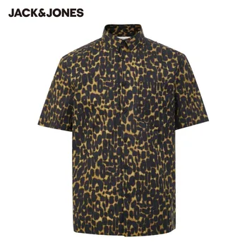 JackJones Homens Algodão, Vire para baixo de Gola Casual Streetwear manga Curta Impresso Camisa|220204507