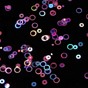 Unhas de Paetês 1Bag Espelho Brilhante Misto anel Paillette Colorido de Unhas de Glitter Holográfico 3D Flocos de Fatias de Decorações da Arte do Prego