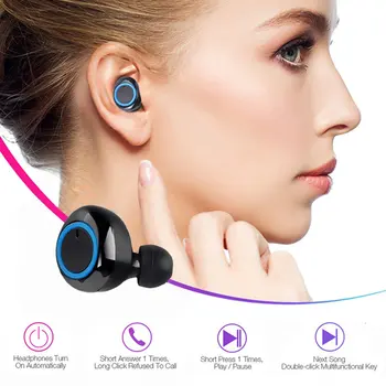 Y50 Fones de ouvido sem Fio TWS Fone de ouvido Bluetooth Fitness Fones de ouvido Controle de Botão de Cancelamento de Ruído Esporte Fone de ouvido Com a cobrança de Caso