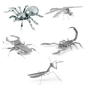 3D Metal Quebra-cabeça do inseto Libélula louva-a-deus Escorpião Tarantula modelo de KITS de Montar o Quebra-cabeça de Presente Brinquedos Para Crianças