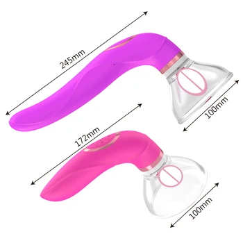 Língua Lambendo Vibrador Brinquedos Sexuais para a Mulher Vácuo Copa Bomba de Inalar Lábios de Mama Inalar Ampliar Massagem Língua Estimulador
