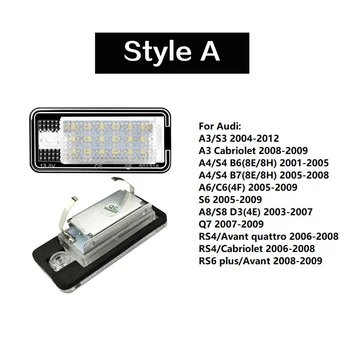 2x Audi diodo emissor de Luz da Placa de Licença Canbus Número Lâmpada para A3 B8 S3, A4 S4 B6 B7 RS4 RS5 RS6 A1 A5 S5 A7 Q5 TTS TT A6 / C6 S6 S8 A8
