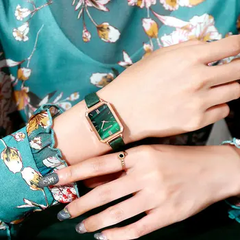 Luxo Malaquita Watch Dial para as Mulheres Senhora Simples Prato Quadrado Relógio Digital Amante Presente do Dia dos Namorados Relógio de Pulso Relógios