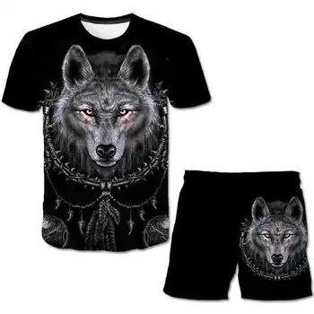 2021 Verão Quente da Venda 3D Wolfs Adolescentes T-shirt Para o Menino Menina Impresso de Manga Curta, Gola Redonda T-shirt da Moda de Roupas de Crianças 4-14T