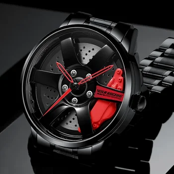 3D Girando Modelo Exclusivo da Rim Assistir Hub Design Personalizado, Carro de Desporto Rim Relógio Impermeável Criativo Mens Watch Roda relógio de Pulso Relógio