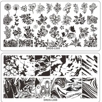 1PC - a Arte do Prego de Estampagem de Chapa(6*12 cm) , de Aço Inoxidável Modelos de Folhas/ Flores/ Pena/borboleta/Linha a Impressão de Aço Stampe Pl