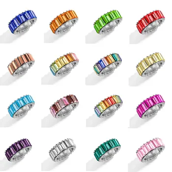 Novo Arco-Íris Anéis De Luxo Multicolor Anéis De Cristal Bling Grande Anéis De Dedo Para Mulheres Meninas A Festa De Moda Jóias Presentes