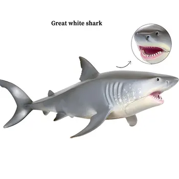 Oceano De Simulação De Brinquedo Ornamento De Animais Marinhos Grande Tubarão Branco Mundo Subaquático Estilo Realista De Plástico De Brinquedo Para Crianças