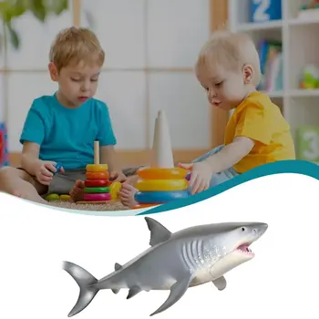 Oceano De Simulação De Brinquedo Ornamento De Animais Marinhos Grande Tubarão Branco Mundo Subaquático Estilo Realista De Plástico De Brinquedo Para Crianças
