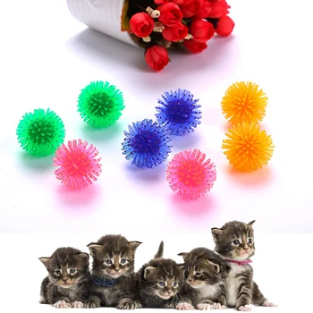 10Pcs/lot 3,5 cm/5cm Cor Aleatória de PVC Interativo Bola de Borracha Elástica Mordida Mastigar Brinquedos do Gato Espinho Suprimentos para animais de Estimação