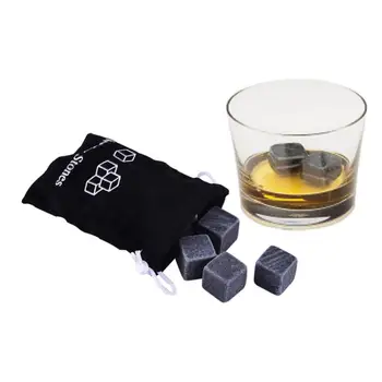 9pcs Granito Bolsa de Whisky de Pedra Rock Cubos Geleira Rochas Naturais a Granel Cooler Para Barware Houehold Bar Beber Vinho Ferramenta
