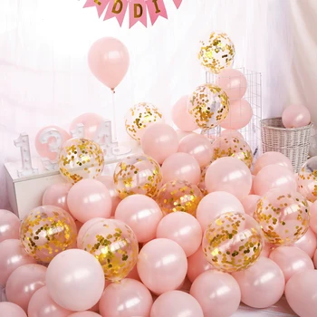 20pcs Pérola cor-de-Rosa Balões Balões, Confetes Cromado Metalizado Globos Festa de Aniversário, Decoração de Casamento de Hélio Bola