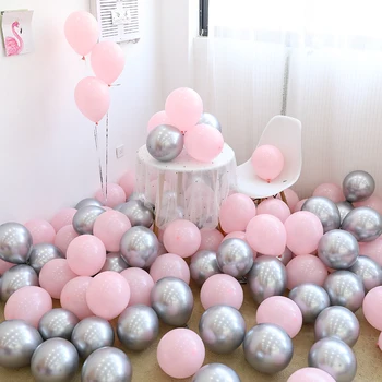 20pcs Pérola cor-de-Rosa Balões Balões, Confetes Cromado Metalizado Globos Festa de Aniversário, Decoração de Casamento de Hélio Bola
