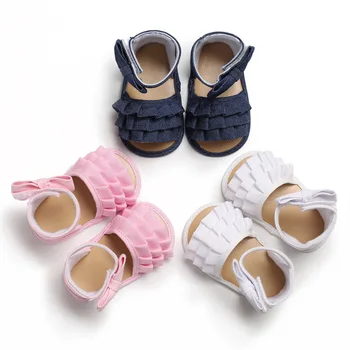 Crianças Do Bebê Menina 0-18 Meses Princesa Sandália Tênis Infantil Sola Macia Berço Do Recém-Nascido Sapatos Branco Azul Cor-De-Rosa Floral Bowknot Venda Quente