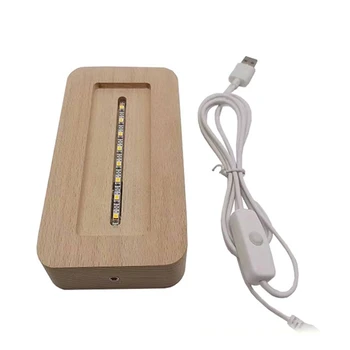 Epóxi Luz da Noite DIY Material Sólido de Madeira Luminosa Bases de Branco e Quente Luz USB Retangular Lâmpadas Titular Acessórios
