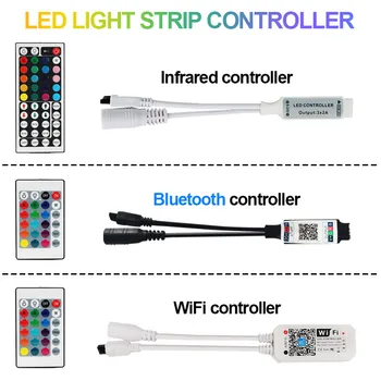 RGB Remoto Dimmer Controlador Para o Diodo emissor de Luz do Controlador da Tira SMD 2835 5050 Luzes de LED De 24 Teclas de 44 Teclas LED IR Bluetooth WIFI