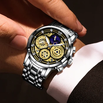 2021 LIGE Homens Relógio Marca de Topo Esportivos de Luxo, Relógios de Homens de Quartzo Cronógrafo relógio de Pulso Data Masculina Oca Relógio Relógio Masculino