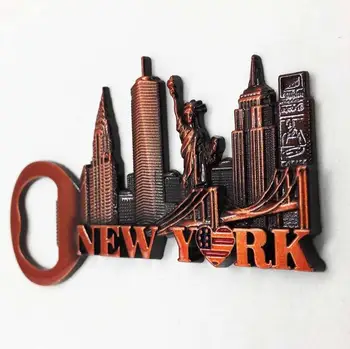 1 Pc Linda Nova York, Estados Unidos Ímãs de Geladeira Metal Estátua da Liberdade World Trade Center 3D Resina Frigorífico Autocolante Presente
