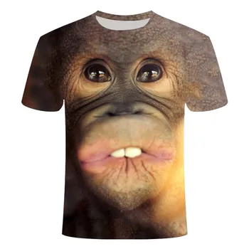 3D Moda Engraçado Macaco Gráfico t-shirts de Verão Casual Animal Padrão dos Homens t-shirt Nova Hip Hop Impressão de Manga Curta t-shirts, Tops