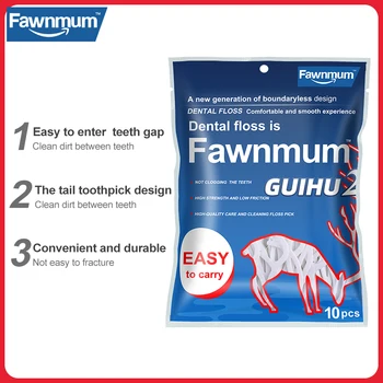 Fawnmum Fio Dental 10Pcs Super Fino Adultos Fio Dental Vara Dentes Limpos Palito Dental Especial Escova Interdental de Cuidados Orais