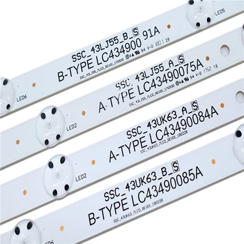 Novo Kit 6 peças de retroiluminação LED strip para LG 43UJ6300 43UK6300PUE LC43490087A LC43490088A LC43490077A LC43490078A SSC_43UJ63_A