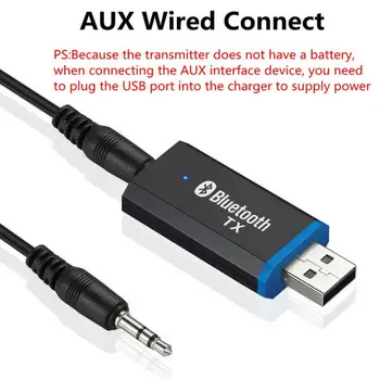 Bluetooth USB 5.0 Transmissor Adaptador de 3,5 mm AUX Estéreo sem Fio Jack Converst Para o Carro de Rádio e TV Bluetooth Fone de ouvido Acessórios