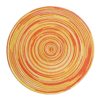 Rodada Esteira Conjunto de 6 Colorido Trançado Esteira para Mesas de Jantar da Festa de Decoração (arco-íris Amarela, 6)