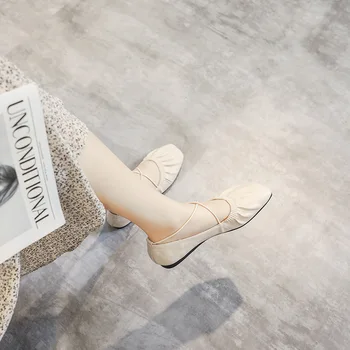 Casual Mulher Sapato-Partida Suave Feminino Calçados de Slip-on Modis Outono Dedo do pé Quadrado Sapatilhas Vestido Deslizar Sobre 2021 Queda Cruz de Nova