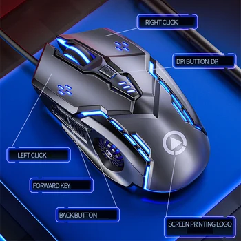 G5 Mudo com Fio Mouse para Jogos RGB luz de fundo Mecânica Silêncio Mouse Tecla 6 3200 DPI, RGB E Esporte - o Mouse Para o Computador de Laptop Gamer