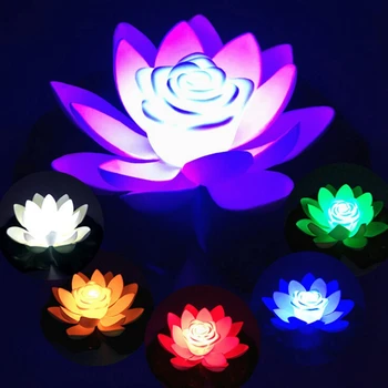 18-28cm Artificial Flutuante Lotus Noite do DIODO emissor de Luz de Poupança de Energia do Lotus-Lâmpada para a Piscina no Jardim, Lagoa, Fonte Decoração