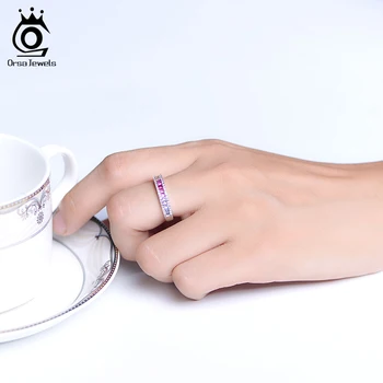 ORSA JÓIAS de Prata 925 arco-íris CZ Anéis de Dedo para as Mulheres aliança de Casamento Noivado de Qualidade Superior Charme Jóias 2021 EQR16