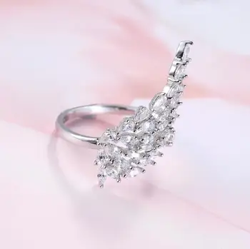 YaYI Jóia da Princesa Corte 6.3 CT Branco Zircão Cor de Prata Anéis de Noivado casamento Coração Anéis de Meninas Partido Anéis ajustáveis